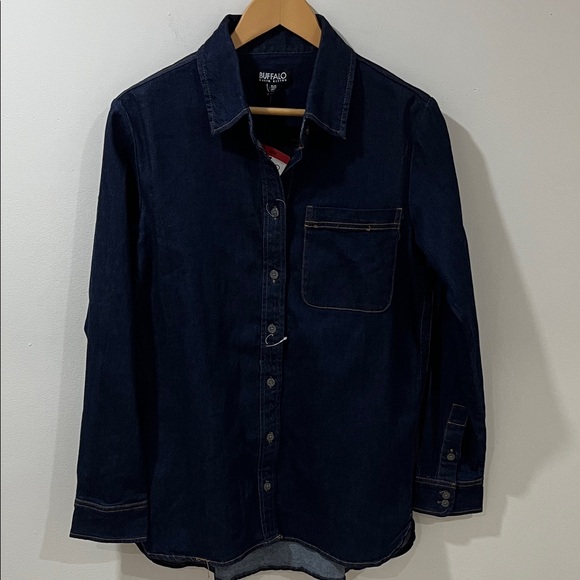 Buffalo David Bitton Tops - NWT Buffalo Women’s Denim Shirt M Dark Wash Button Down Cotton Long Sleeve Top